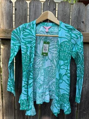 Lilly Pulitzer Little Katia Cardigan Toucan Tango Shorely Blue NWT